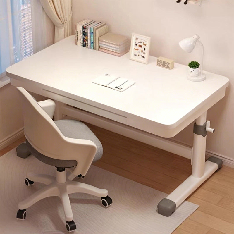 Modern Minimalist MDF Metal Adjustable Rectangular Study Desk With Hand Crank Lift For Living Room