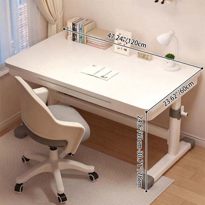 Modern Minimalist MDF Metal Adjustable Rectangular Study Desk With Hand Crank Lift For Living Room
