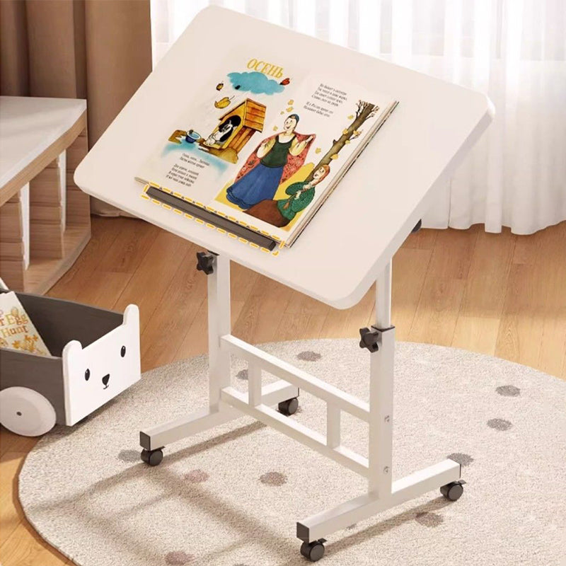 Modern Minimalist Engineered Wood Iron Rounded Square Study Desk With Foldable Mobile Adjustable For Living Room