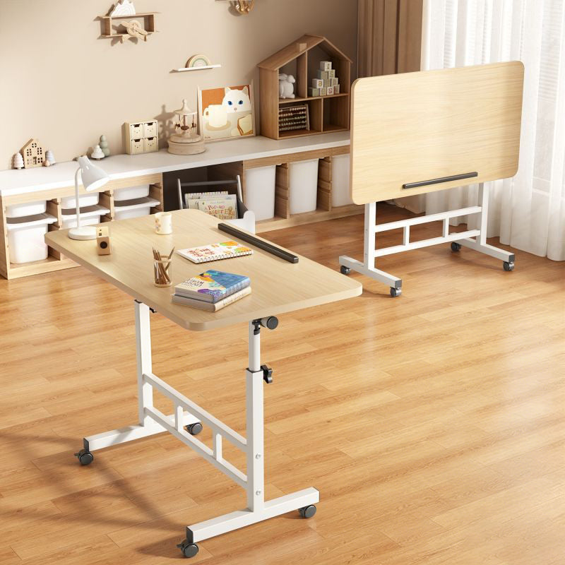 Modern Minimalist Engineered Wood Iron Rounded Square Study Desk With Foldable Mobile Adjustable For Living Room