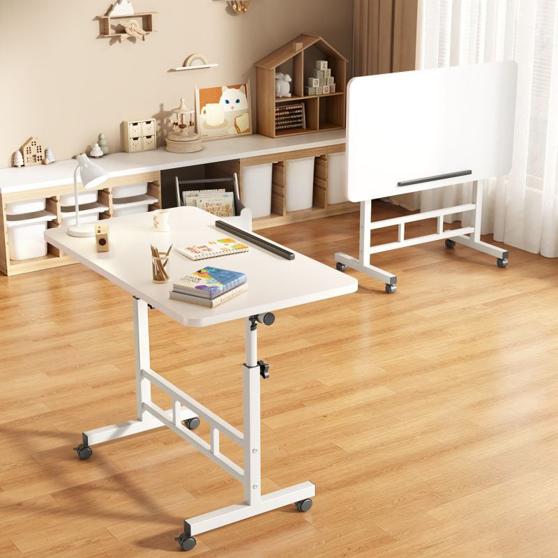 Modern Minimalist Engineered Wood Iron Rounded Square Study Desk With Foldable Mobile Adjustable For Living Room