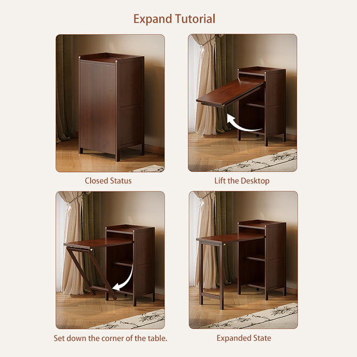 Escritorio infantil de estudio rectangular plegable de bambú y MDF, estilo vintage tradicional, con 3 niveles, para sala de estar 