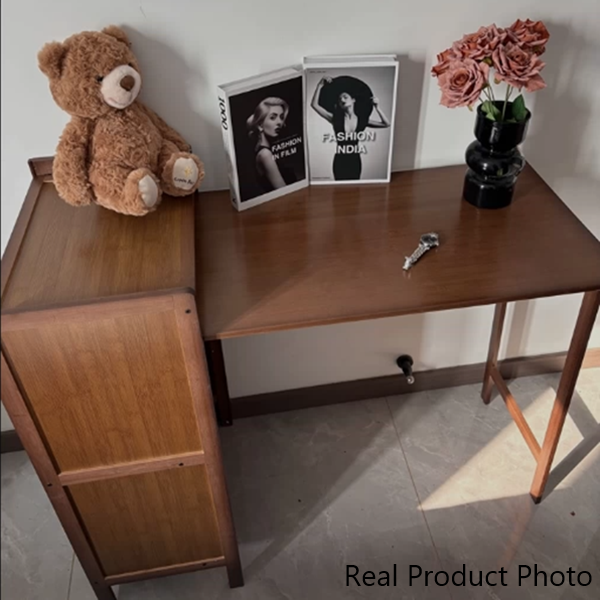 Escritorio infantil de estudio rectangular plegable de bambú y MDF, estilo vintage tradicional, con 3 niveles, para sala de estar 