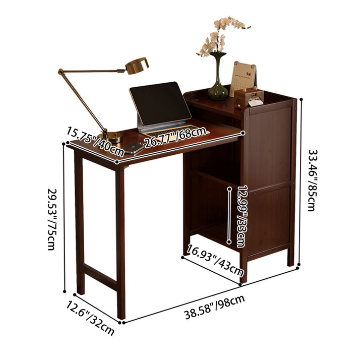 Escritorio infantil de estudio rectangular plegable de bambú y MDF, estilo vintage tradicional, con 3 niveles, para sala de estar 