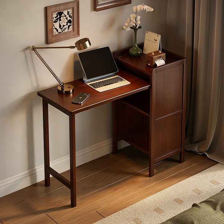Escritorio infantil de estudio rectangular plegable de bambú y MDF, estilo vintage tradicional, con 3 niveles, para sala de estar 