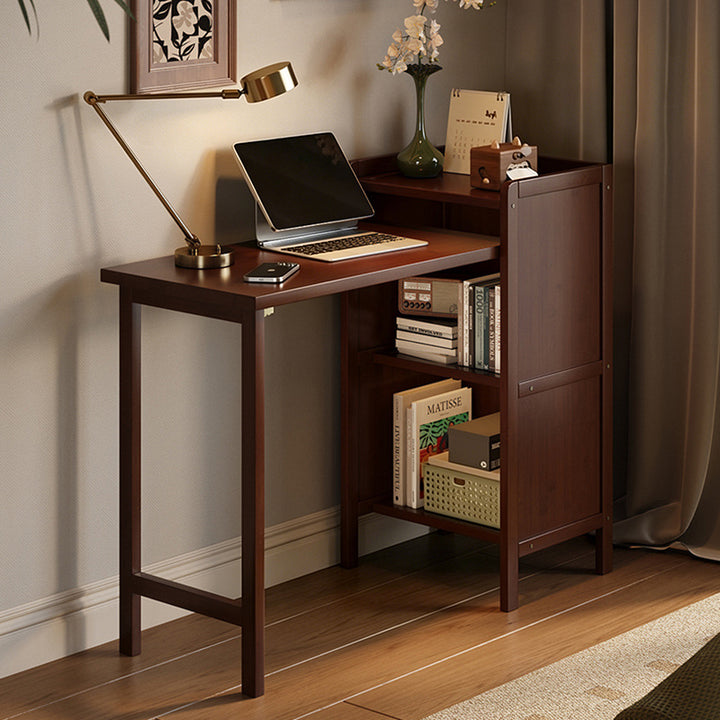 Escritorio infantil de estudio rectangular plegable de bambú y MDF, estilo vintage tradicional, con 3 niveles, para sala de estar 