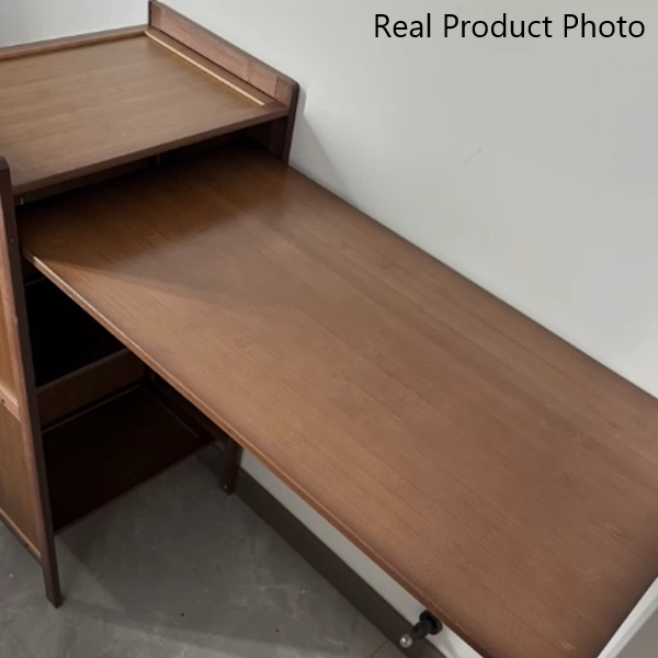 Escritorio infantil de estudio rectangular plegable de bambú y MDF, estilo vintage tradicional, con 3 niveles, para sala de estar 