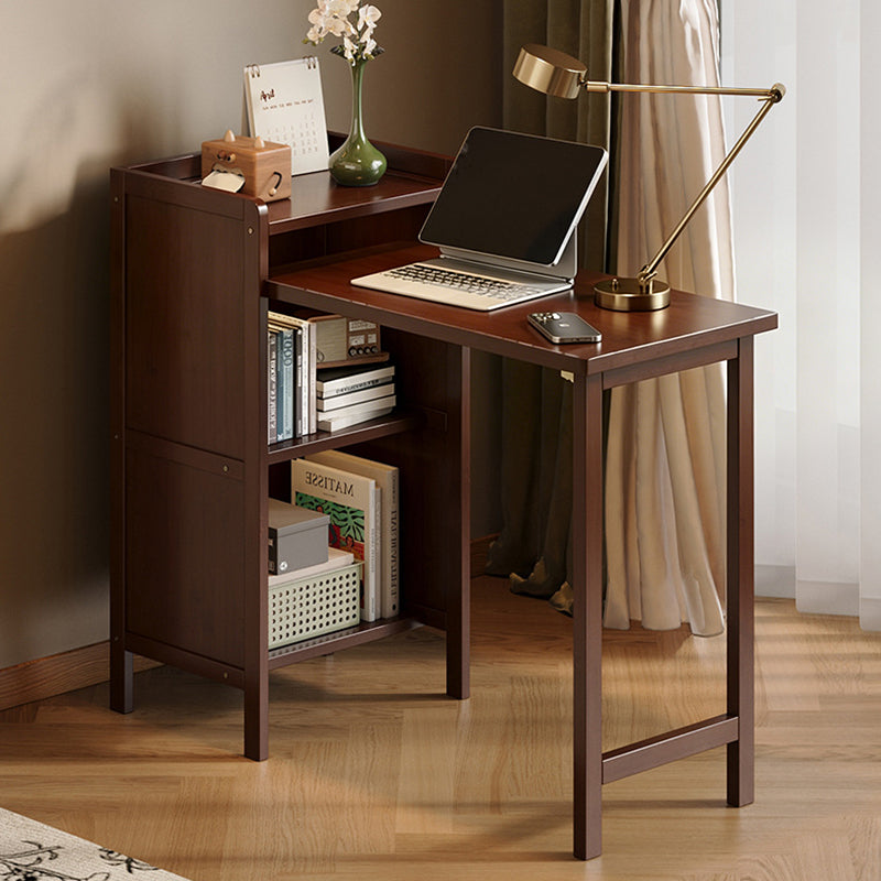 Escritorio infantil de estudio rectangular plegable de bambú y MDF, estilo vintage tradicional, con 3 niveles, para sala de estar 