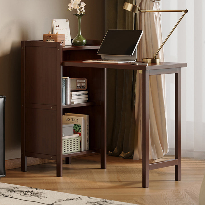Escritorio infantil de estudio rectangular plegable de bambú y MDF, estilo vintage tradicional, con 3 niveles, para sala de estar 
