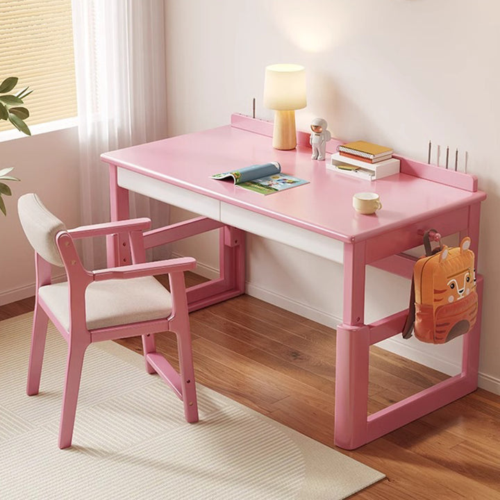 Escritorio infantil rectangular de madera contrachapada de estilo minimalista moderno con 2 cajones para sala de estar 