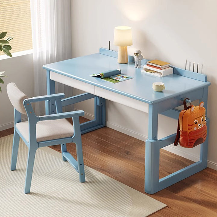Escritorio infantil rectangular de madera contrachapada de estilo minimalista moderno con 2 cajones para sala de estar 