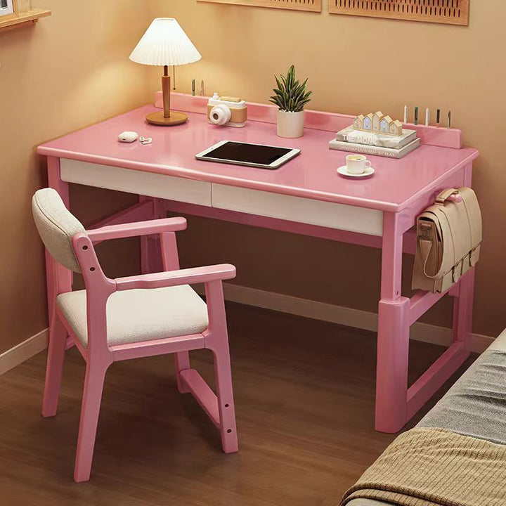 Escritorio infantil rectangular de madera contrachapada de estilo minimalista moderno con 2 cajones para sala de estar 