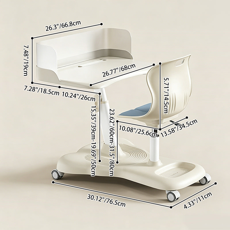 Modern Minimalist ABS Curved Square Study Desk With Backrest Mobile For Living Room