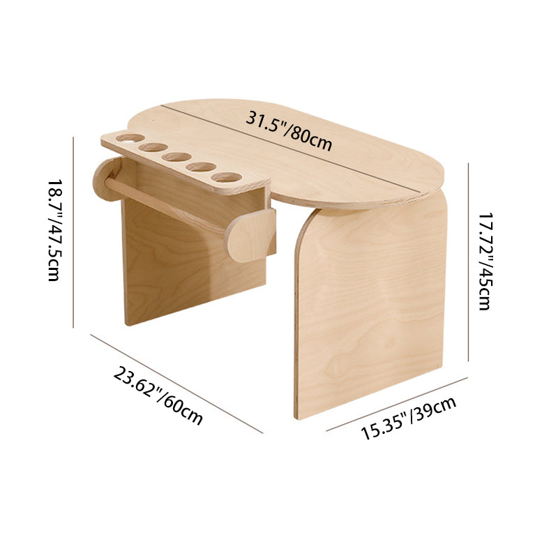Conjunto de escritorio y silla de estudio infantil de tablero marino moderno minimalista con diseño ovalado curvo y 1 nivel para sala de estar 