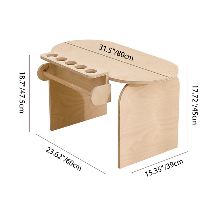 Conjunto de escritorio y silla de estudio infantil de tablero marino moderno minimalista con diseño ovalado curvo y 1 nivel para sala de estar 