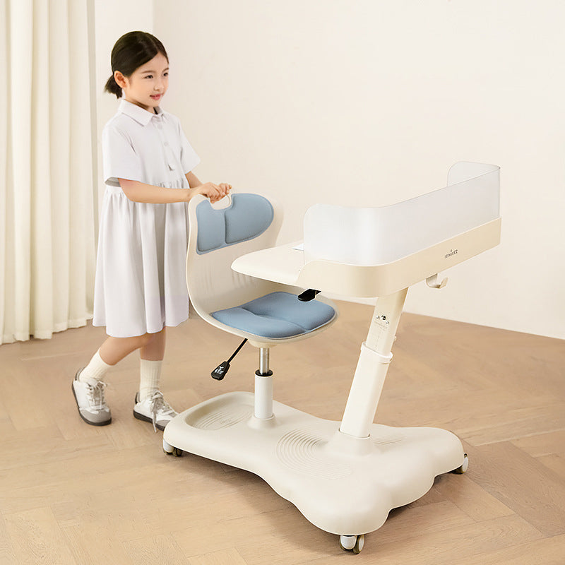 Modern Minimalist ABS Curved Square Study Desk With Backrest Mobile For Living Room