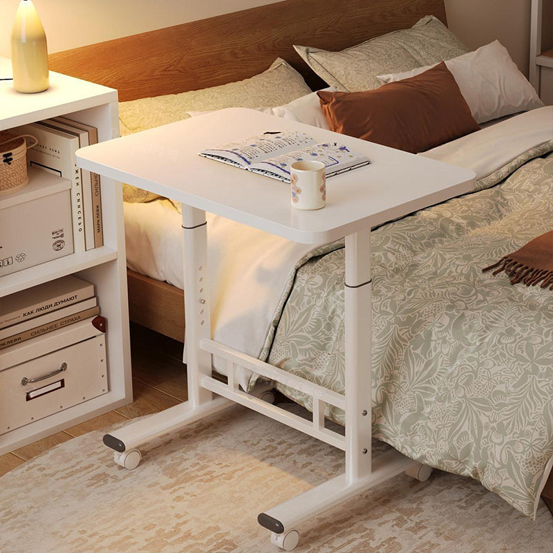 Escritorio de estudio moderno minimalista de MDF y acero al carbono con forma rectangular redondeada y altura ajustable para sala de estar 