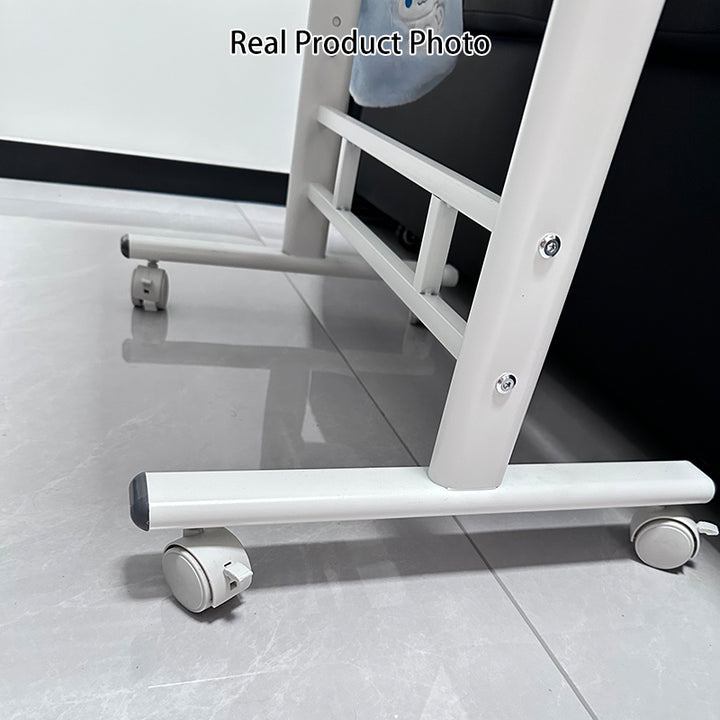 Escritorio de estudio moderno minimalista de MDF y acero al carbono con forma rectangular redondeada y altura ajustable para sala de estar 