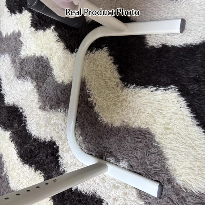 Escritorio de estudio moderno minimalista de MDF y acero al carbono con forma rectangular redondeada y altura ajustable para sala de estar 