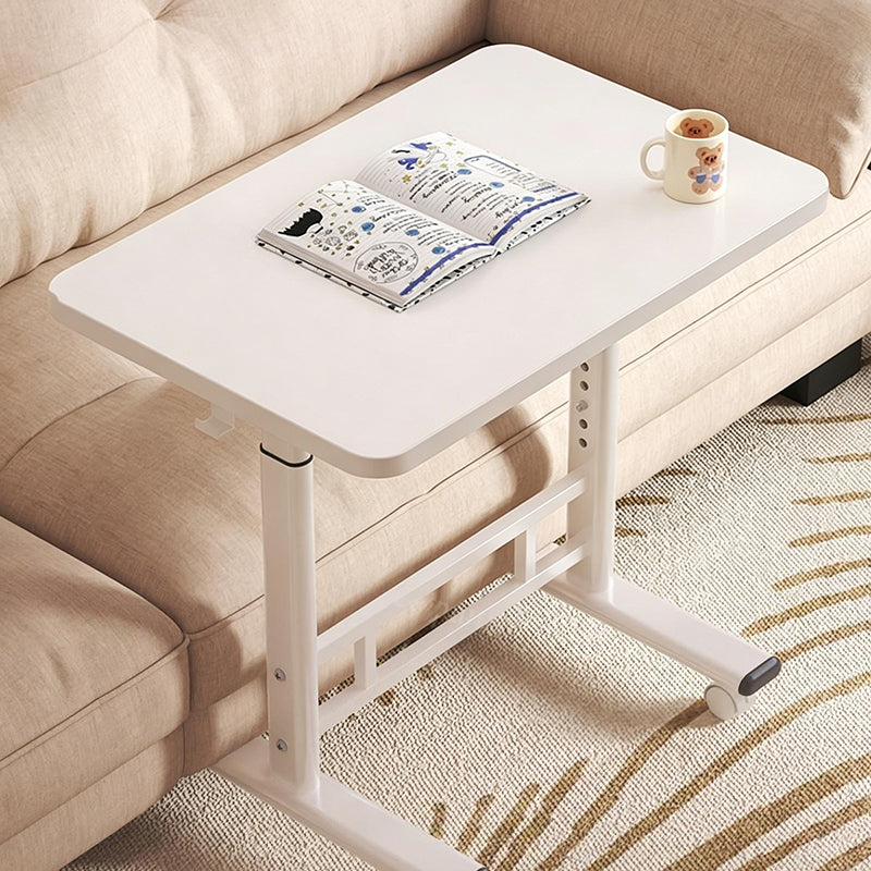 Escritorio de estudio moderno minimalista de MDF y acero al carbono con forma rectangular redondeada y altura ajustable para sala de estar 
