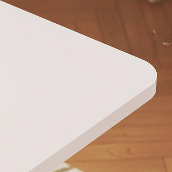 Escritorio de estudio moderno minimalista de MDF y acero al carbono con forma rectangular redondeada y altura ajustable para sala de estar 