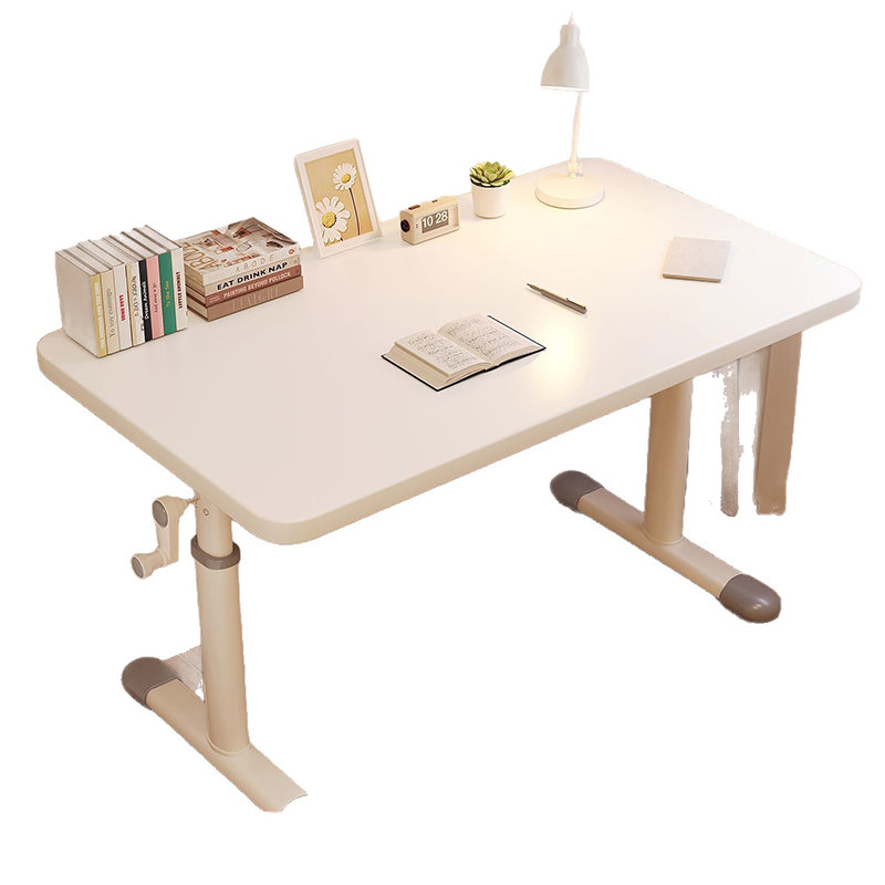 Escritorio infantil de estudio moderno y minimalista de madera de ingeniería y acero al carbono con forma rectangular de bordes redondeados y 1 nivel para dormitorio 