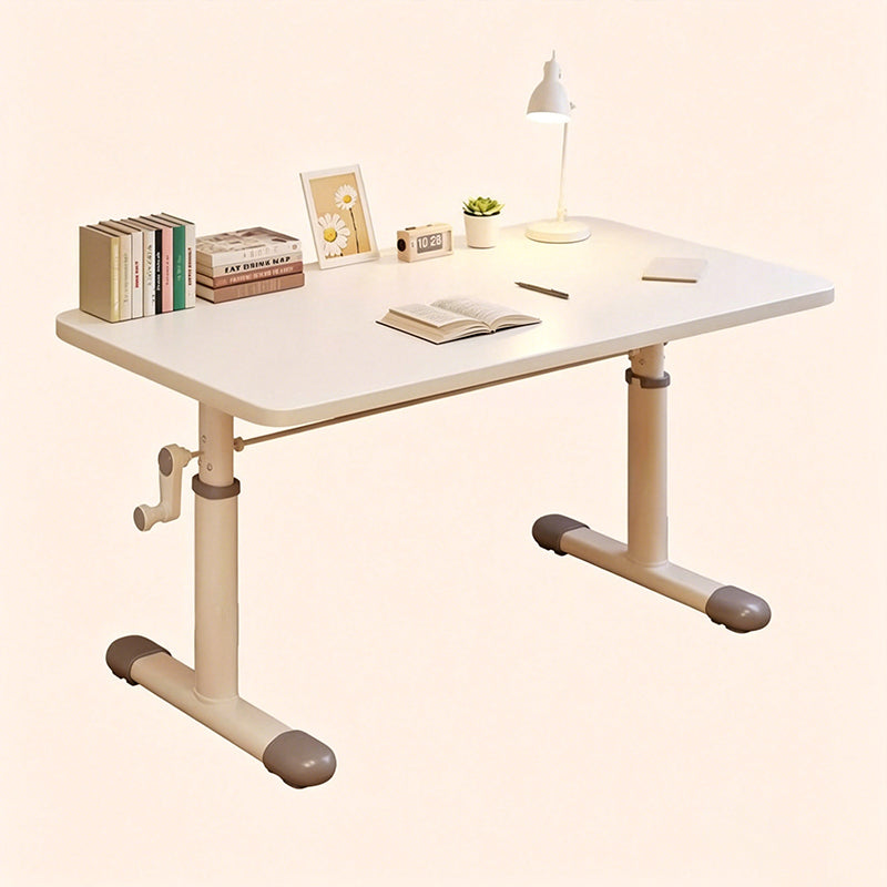 Escritorio infantil de estudio moderno y minimalista de madera de ingeniería y acero al carbono con forma rectangular de bordes redondeados y 1 nivel para dormitorio 