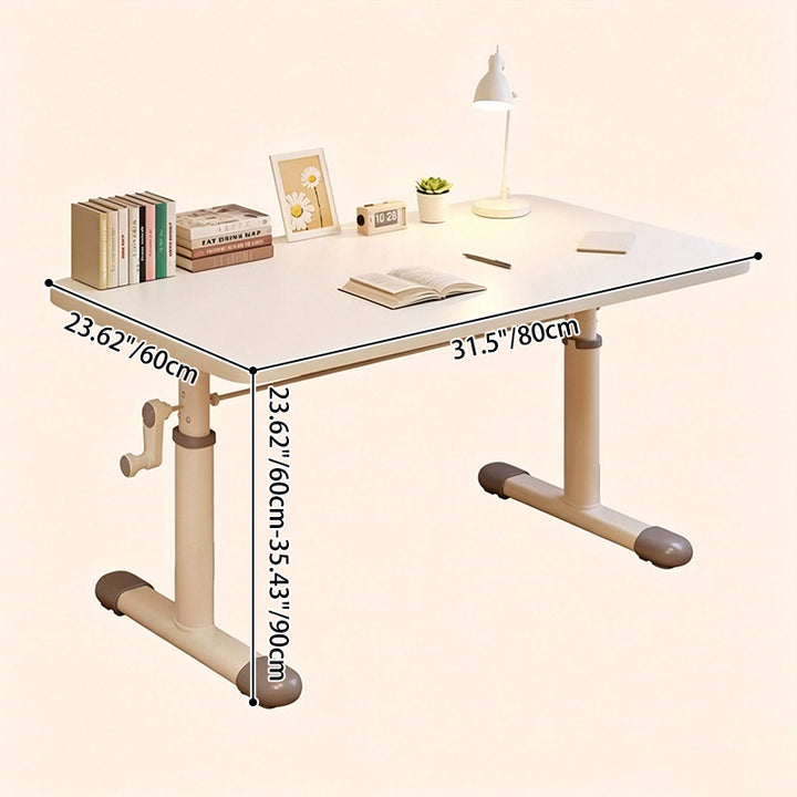 Escritorio infantil de estudio moderno y minimalista de madera de ingeniería y acero al carbono con forma rectangular de bordes redondeados y 1 nivel para dormitorio 