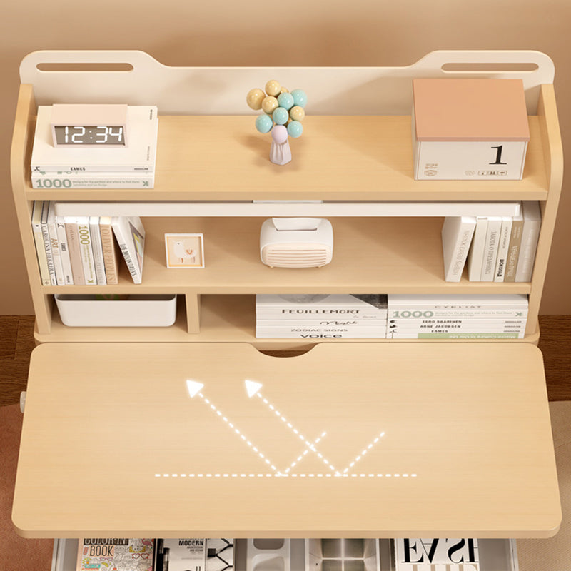 Traditionelles rechteckiges Kinder-Schreibtisch- und Stuhl-Set im chinesischen Stil aus MDF und kaltgewalztem Stahl mit handkurbelbarer Höhenverstellung und 3 Ebenen für das Schlafzimmer 