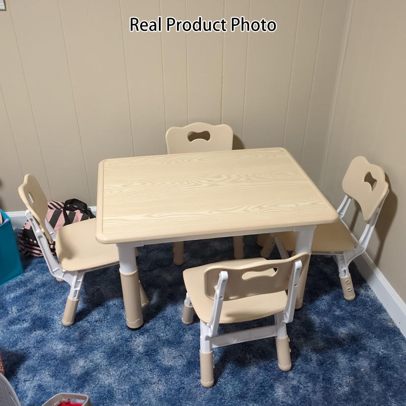 Modern Minimalist MDF PP Cylinder Rectangular Kids Study Table Chair Set With Adjustable Height For Living Room