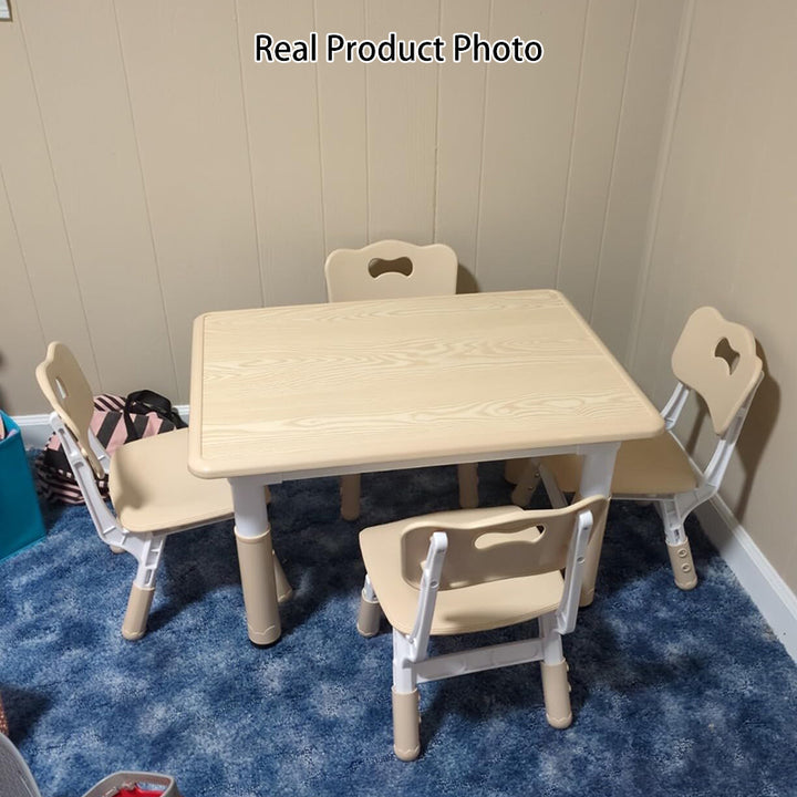 Modern Minimalist MDF PP Cylinder Rectangular Kids Study Table Chair Set With Adjustable Height For Living Room