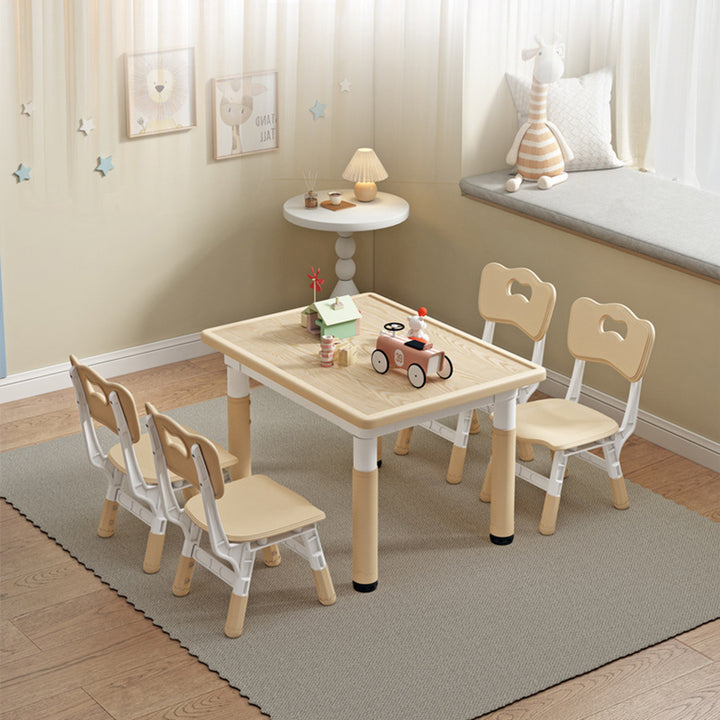 Modern Minimalist MDF PP Cylinder Rectangular Kids Study Table Chair Set With Adjustable Height For Living Room