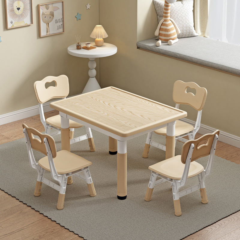 Modern Minimalist MDF PP Cylinder Rectangular Kids Study Table Chair Set With Adjustable Height For Living Room