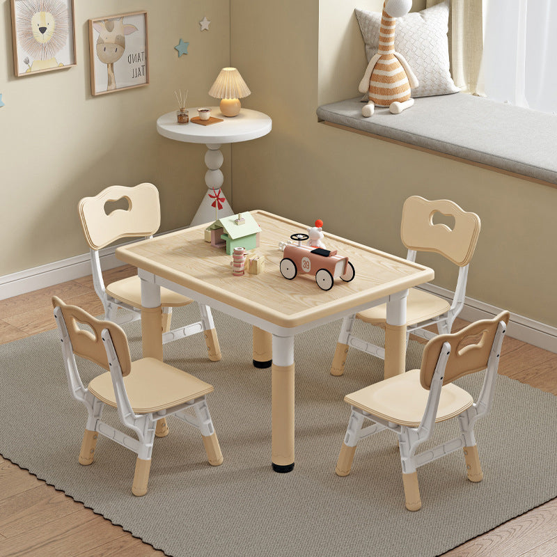 Modern Minimalist MDF PP Cylinder Rectangular Kids Study Table Chair Set With Adjustable Height For Living Room