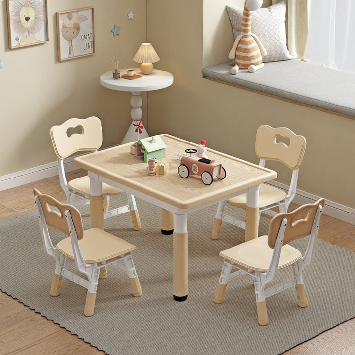 Modern Minimalist MDF PP Cylinder Rectangular Kids Study Table Chair Set With Adjustable Height For Living Room