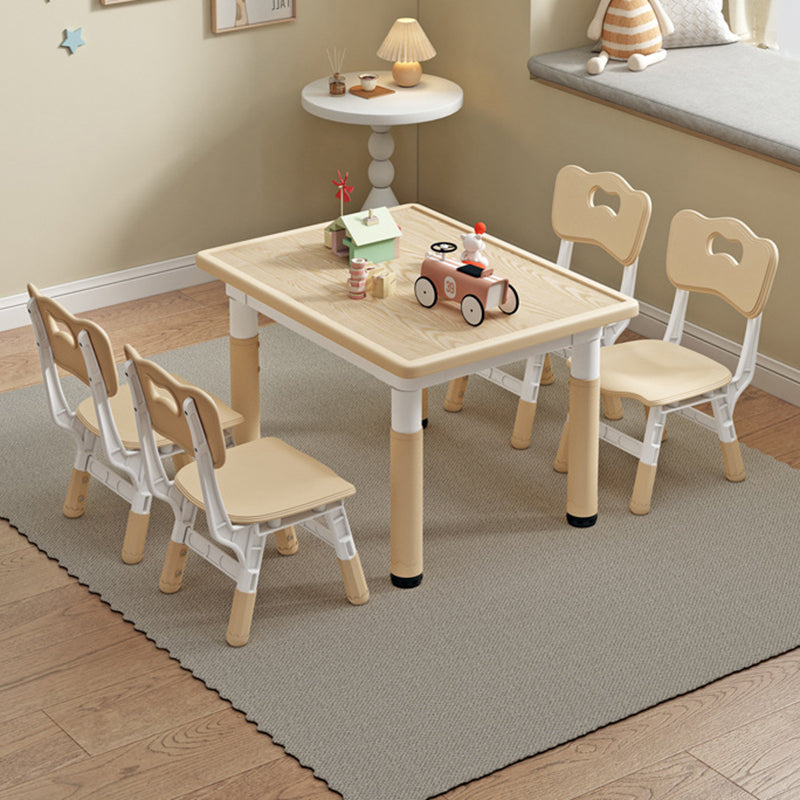 Modern Minimalist MDF PP Cylinder Rectangular Kids Study Table Chair Set With Adjustable Height For Living Room