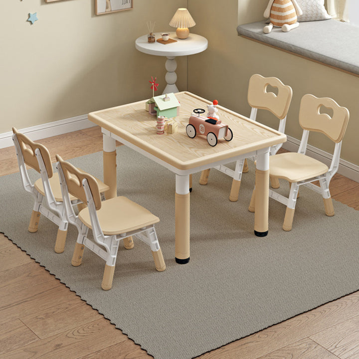 Modern Minimalist MDF PP Cylinder Rectangular Kids Study Table Chair Set With Adjustable Height For Living Room