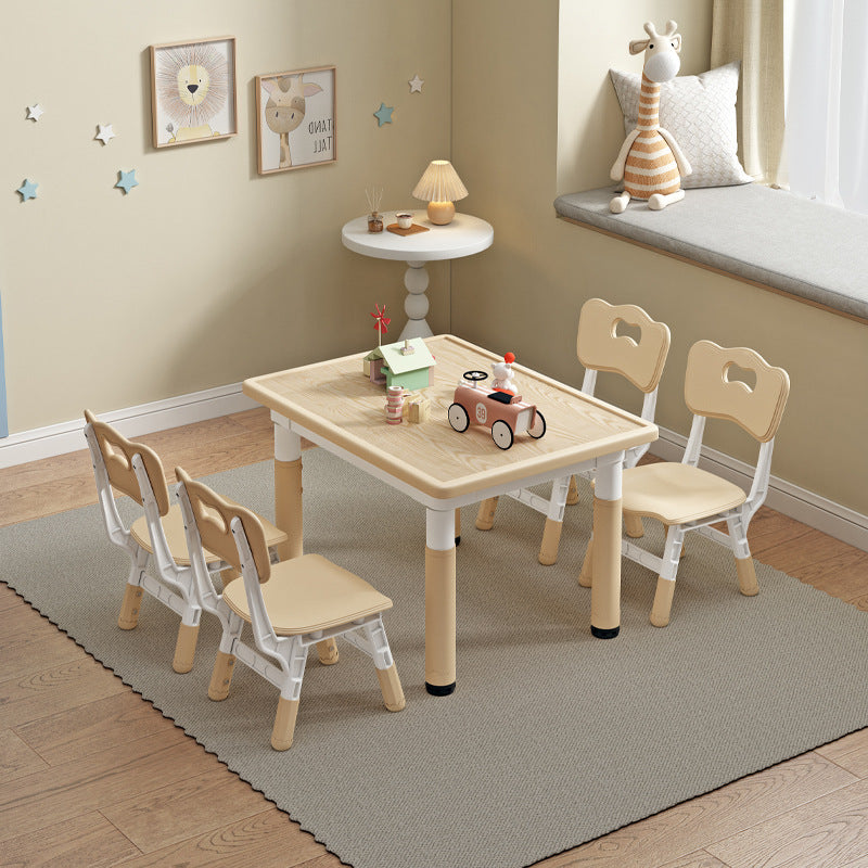 Modern Minimalist MDF PP Cylinder Rectangular Kids Study Table Chair Set With Adjustable Height For Living Room