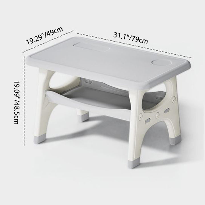 Modernes minimalistisches geometrisch geschwungenes Kinder-Schreibtischstuhl-Set aus PE mit 2 Ebenen für das Wohnzimmer 