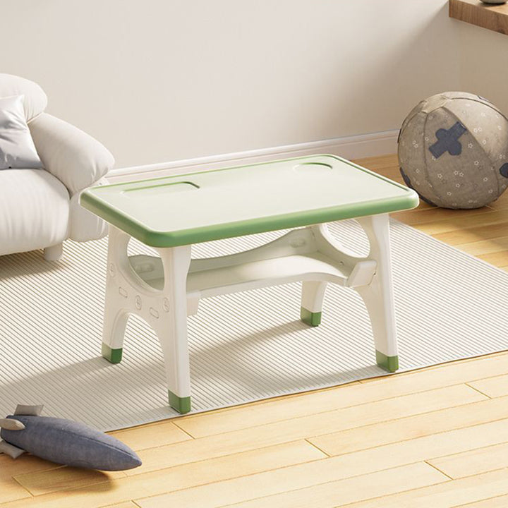 Modernes minimalistisches geometrisch geschwungenes Kinder-Schreibtischstuhl-Set aus PE mit 2 Ebenen für das Wohnzimmer 