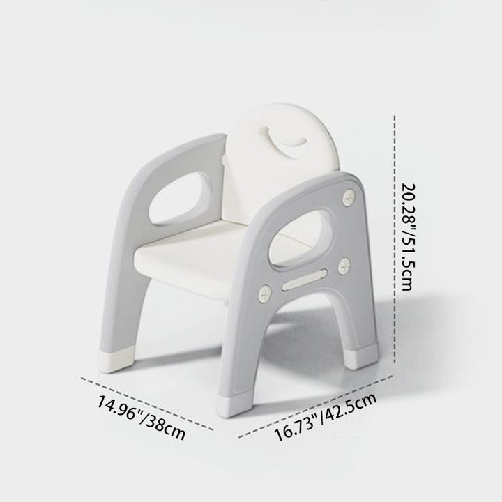 Modernes minimalistisches geometrisch geschwungenes Kinder-Schreibtischstuhl-Set aus PE mit 2 Ebenen für das Wohnzimmer 
