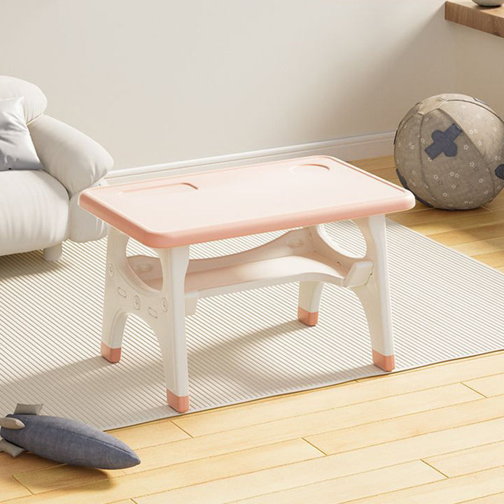 Modernes minimalistisches geometrisch geschwungenes Kinder-Schreibtischstuhl-Set aus PE mit 2 Ebenen für das Wohnzimmer 