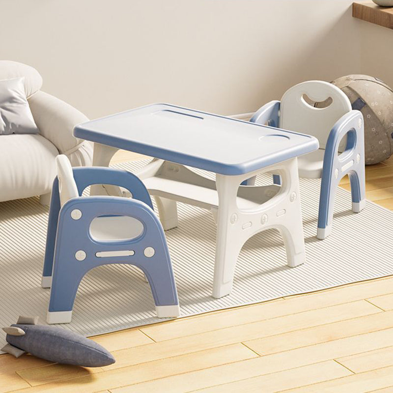 Modernes minimalistisches geometrisch geschwungenes Kinder-Schreibtischstuhl-Set aus PE mit 2 Ebenen für das Wohnzimmer 