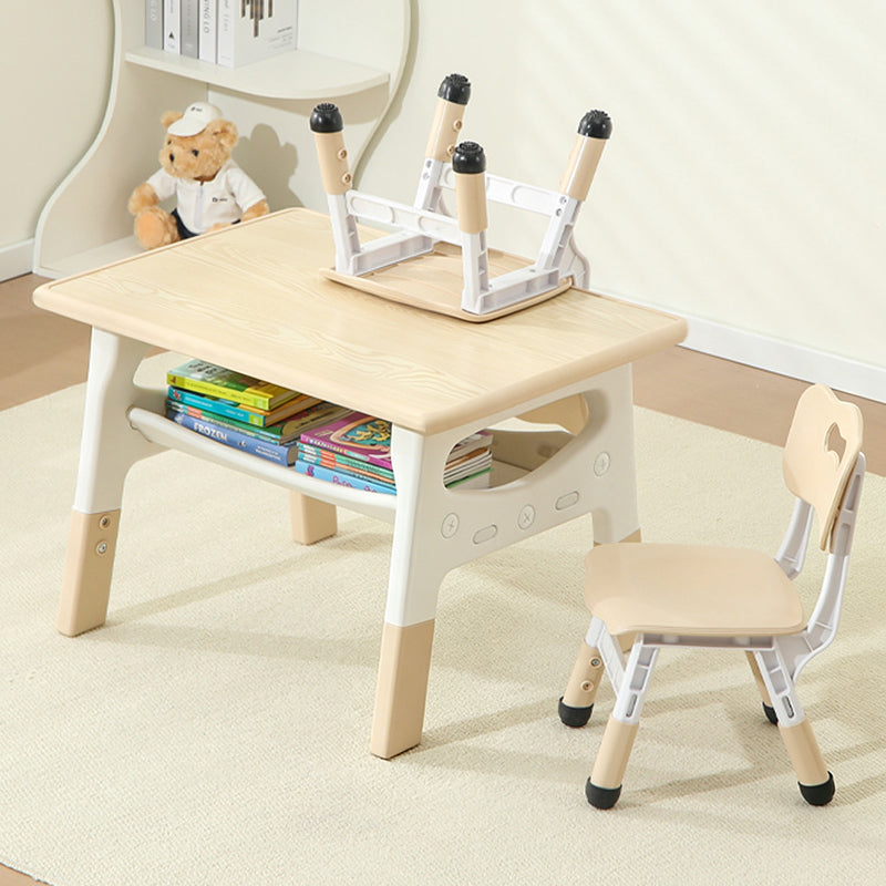 モダンミニマル MDF PP 角丸長方形 キッズ学習デスク 2段付き リビングルーム用 