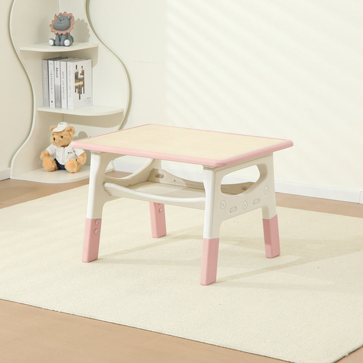 モダンミニマル MDF PP 角丸長方形 キッズ学習デスク 2段付き リビングルーム用 