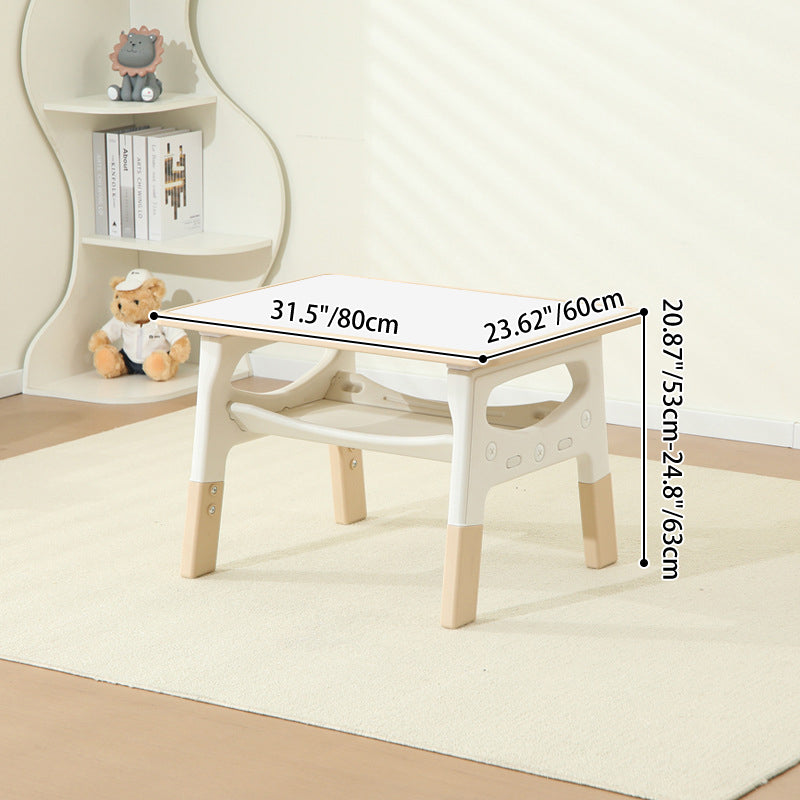 モダンミニマル MDF PP 角丸長方形 キッズ学習デスク 2段付き リビングルーム用 