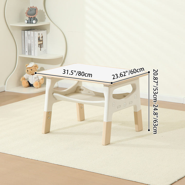 モダンミニマル MDF PP 角丸長方形 キッズ学習デスク 2段付き リビングルーム用 