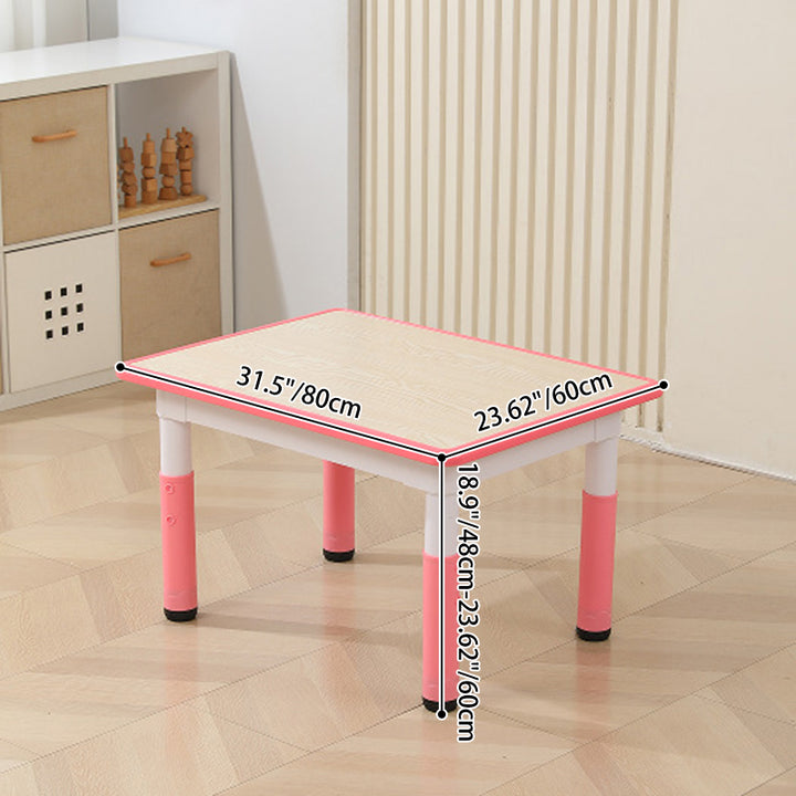 Modern Minimalist Fireboard PP Square Rectangular Kids Study Desk 1-Tier Adjustable For Living Room
