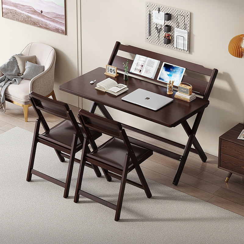 Traditional Chinese Bamboo Rectangular Foldable Study Desk 1-Tier Folding Writing Table For Living Room