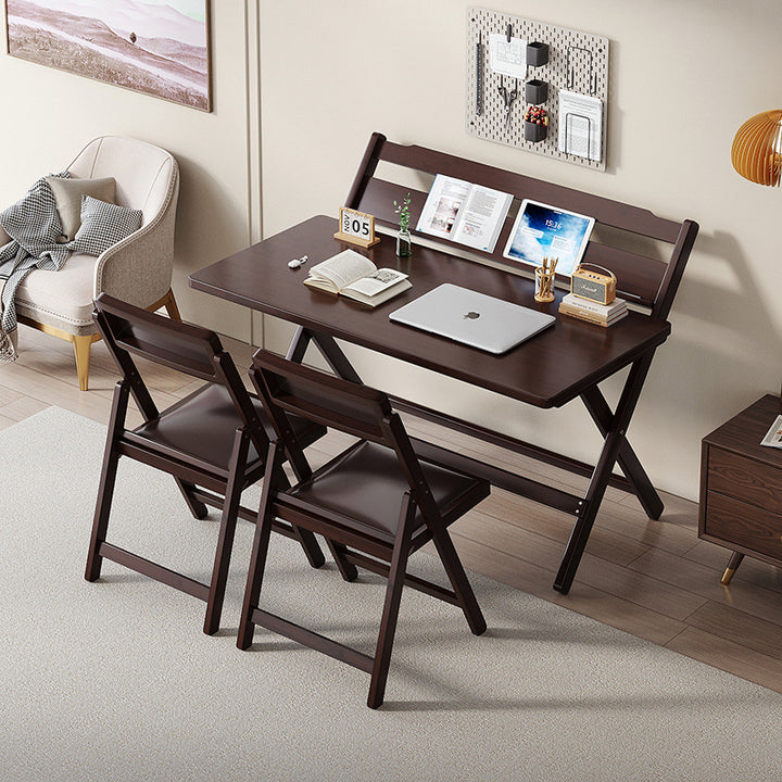 Traditional Chinese Bamboo Rectangular Foldable Study Desk 1-Tier Folding Writing Table For Living Room